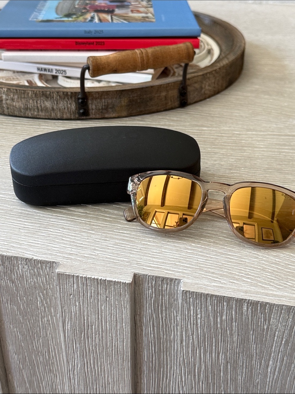 Revo Women's Sunglasses with Amber Lenses and Translucent Brown Frame